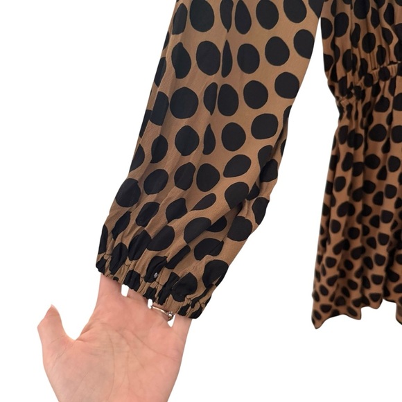 Rachel Pally Rayon Dana Dress Polka Dot Tan Black Size Medium - Picture 7 of 13